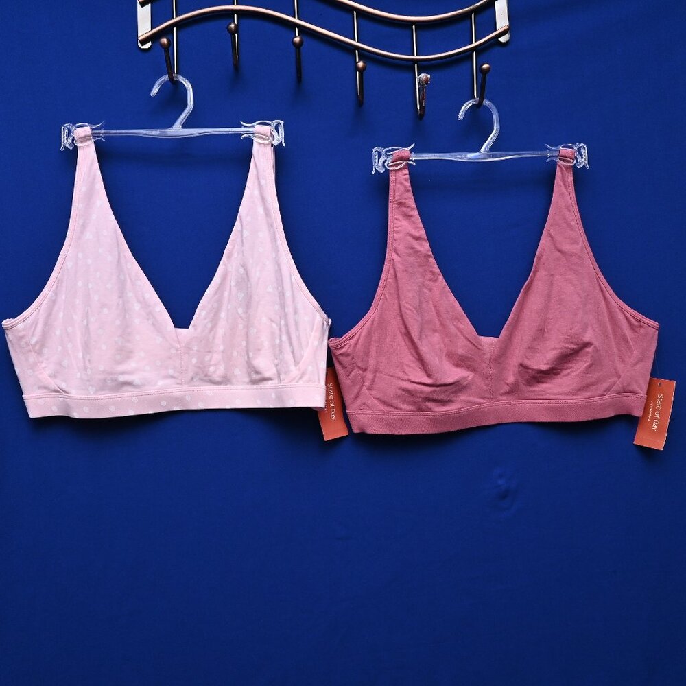 Macy's State of Day Cotton Pink Modal Bralette Wireless Adjustable Bundle Sz XXL